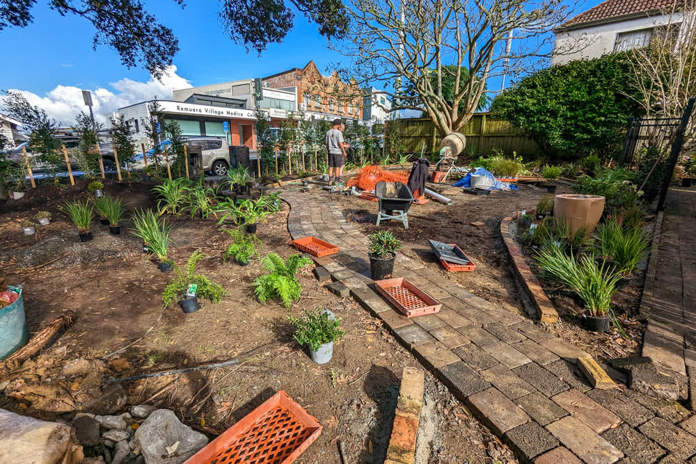 Behind-the-scenes moment from a landscape install